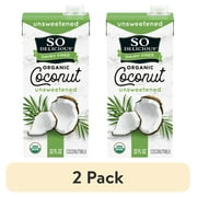 (2 pack) So Delicious Dairy Free Shelf Stable Vegan and Gluten Free Unsweetened Organic Coconut Milk Carton, 32 fl oz