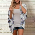 thumbnail image 2 of Rovga Women'S Swimwear Cover Ups Short Sleeve Ladies Fashion Floral Print Chiffon Cardigan Loose Beach Wear Cover Up Blouse Top S White, 2 of 7