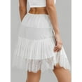thumbnail image 3 of Fancyglim Women Y2K Lace Mini Skirt Y2k Ruffle Low Waist Layered Pleated Flowy UnderSkirt S-2XL, 3 of 5