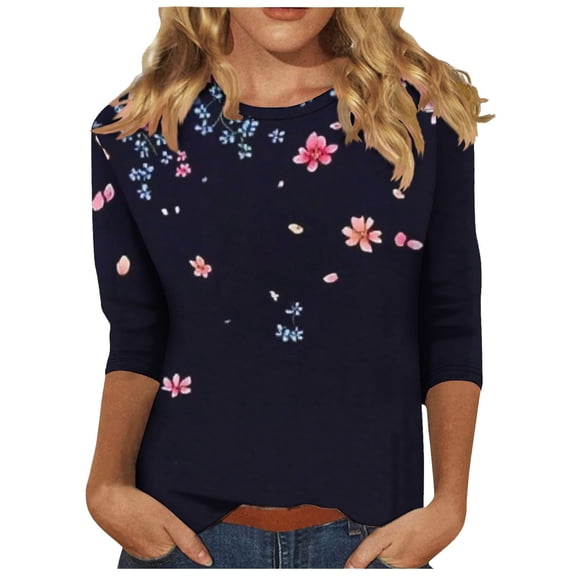 St Patricks Day Shirt Women 3/4 Sleeve Top Round Neck Funny Shamrock Graphic Tees Loose Fit Tunic Fashion Irish Tops