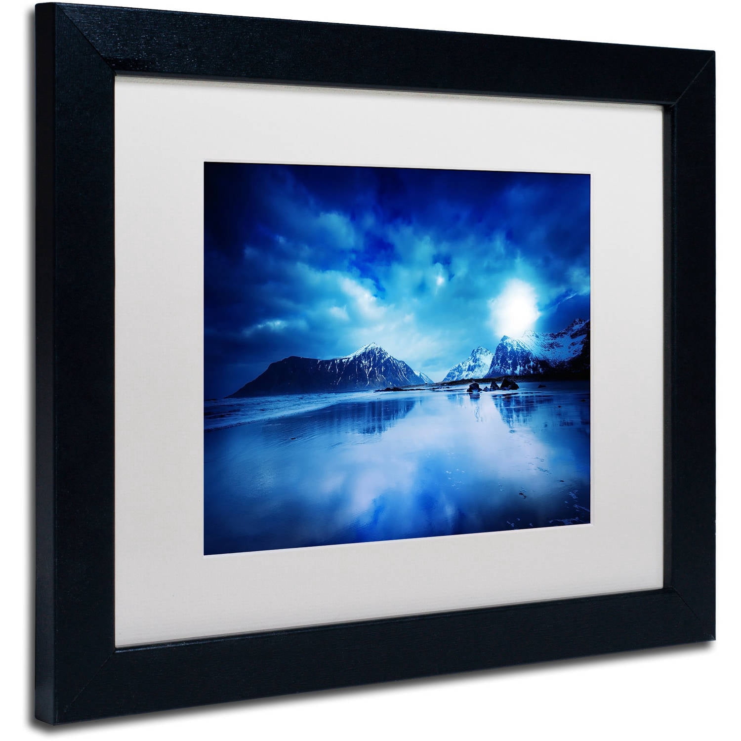 Trademark Fine Art "Lofoten Blues" Canvas Art by Philippe Sainte-Laudy, White Matte, Black Frame