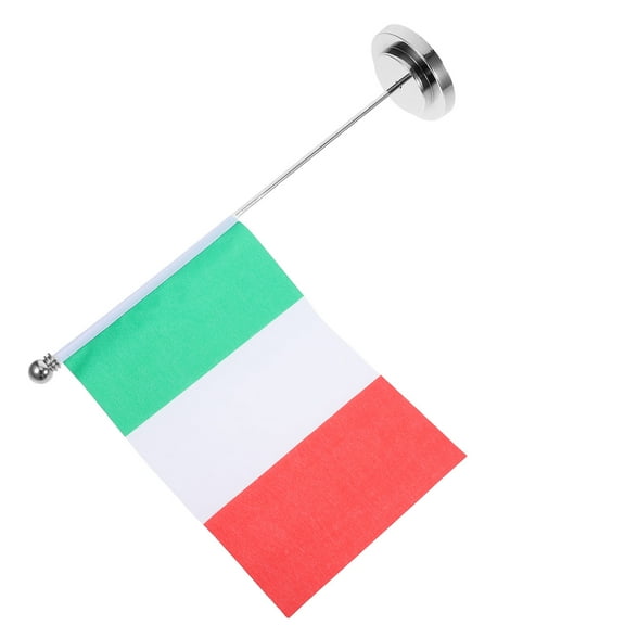 HEMOTON Italy National Tabletop Flag Compact Table Decor With Stand Italian Rectangular Table Supplies Polyester Banner Decoration With National Flag Design