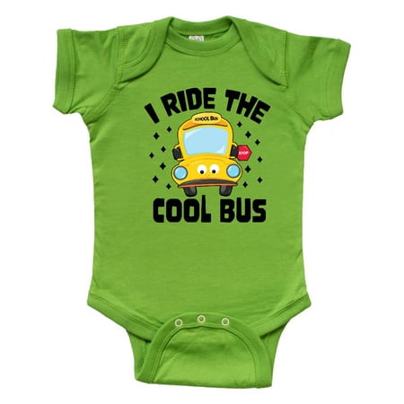 

Inktastic I Ride the Cool Bus with Yellow Bus Gift Baby Boy or Baby Girl Bodysuit
