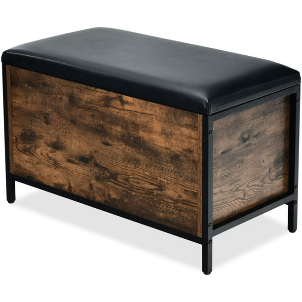 Giantex Entryway Storage Bench Industrial Style Flip Top Storage