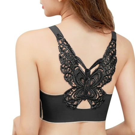 

Cathalem Bras for Women Sports Ladies Bra Butterfly Beauty Back Wrap Latex No Steel No Underwire Push up Bras for Women Underwear Black Medium