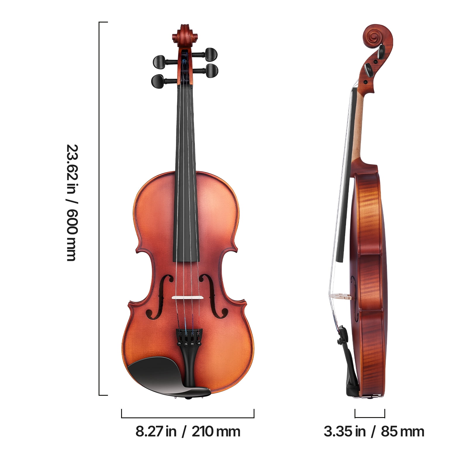 VEVOR Violin 4/4 Full Size for Adults, Violin Fiddle Set for Beginners Student with Hard Case, Rosin, Bow, Shoulder Rest,Bridge,Extra Strings,Professional Solidwood Instrument