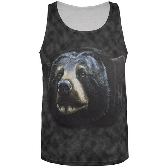 Black Bear Face All Over Adult Tank Top - 2X-Large