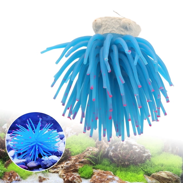 Simulation Corail Lumineux, Simple à Utiliser Décoration de Poisson Oursin Décoration de Corail pour Poissons pour Aquariums et Poissons Violet, Bleu, Vert