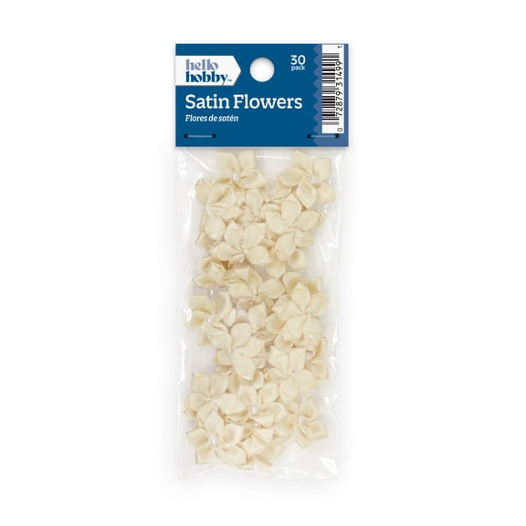 Hello Hobby Accessory Flowers with Pearl, Cream, 30 piece