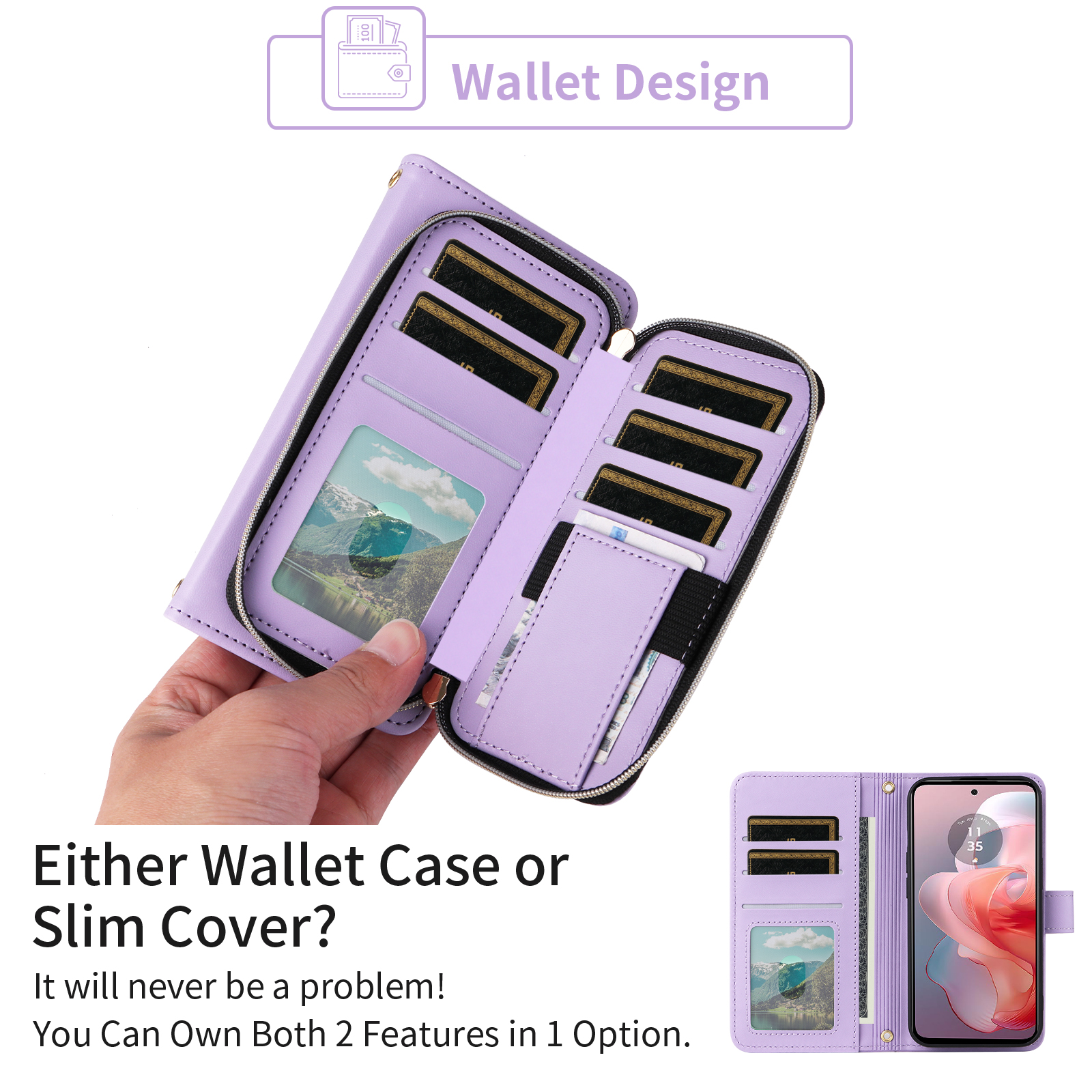 Furiet Argyle Wallet Case for Motorola Moto G Power 5G 2024 with Wrist Strap Shoulder Strap, Card Slot Zipper Purse Luxury PU Leather Stand Checkered Cell Phone Cover for G5 Women Girls Purple