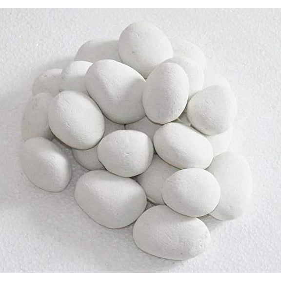 HMB 24 Pcs White Stone-Like Ceramic Pebble for Gas Fireplace Stove Gas firepit