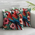 thumbnail image 3 of COMIO Throw Pillow Cover Floral Summer with Tropical Palm Leaves Parrot Hibiscus Decorative Pillowcase Cushion Case Double Sided Design Printed Square, 3 of 5