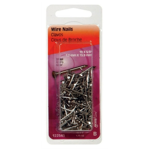 Hillman Common Nail 5/8 " Bright Steel 19 Ga Card 1.75 Oz Pack of 6
