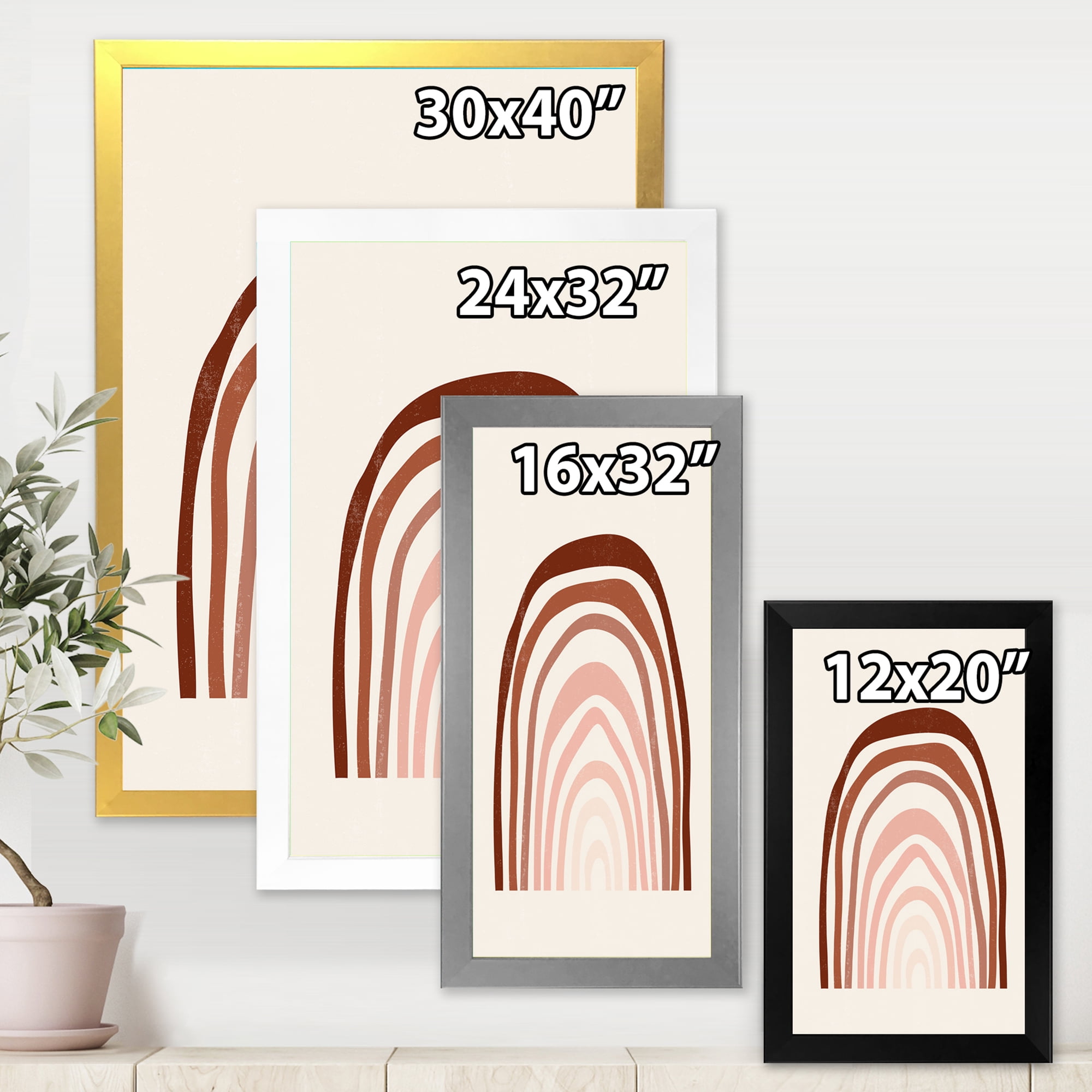 Designart 'Terracotta Minimalist Boho Art Rainbow I' Modern Framed Art Print