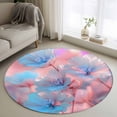 thumbnail image 3 of Watercolor Spring Floral Round Area&nbsp;Rug 4ft Summer Pink Flower Farmhouse Country Non-Slip&nbsp;Washable Circle Rugs Soft Felt Indoor Floor Mat for Bedroom Kitchen Living Room Bathroom, 3 of 9