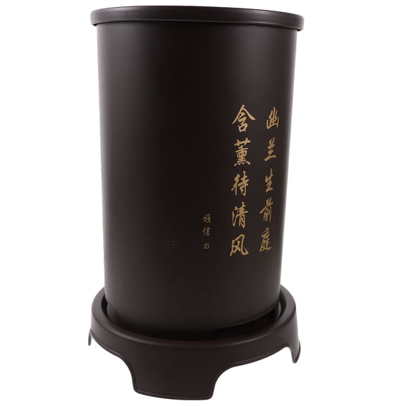 BALAHAPY 1Set Black Resin Orchid Planter with Drainage Holes and Saucer for Indoor Plants