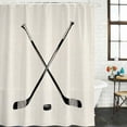 thumbnail image 2 of Beige Bathroom Shower Curtains with 12 Hooks Polyester Waterproof Shower Curtain for Stalls and Bathtubs Simple Gradient Ice Hockey Funny Sport Game Art Decorative Bathroom Privacy Curtain 72x72 Inch, 2 of 9