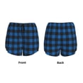 thumbnail image 3 of Balery Blue Black Plaid Pantalones cortos deportivos para mujer con forro y dos bolsillos, elásticos, para entrenamiento, gimnasio, yoga-Large, 3 of 7