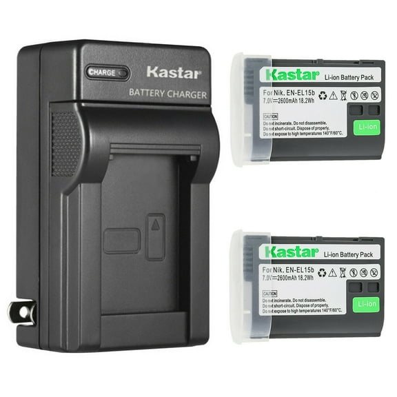 Kastar 2-Pack Battery and AC Wall Charger Replacement for Nikon D7000, D7100, D7200, D7500, Z 6, Z6, Z 7, Z7, Z 7 Q3, Z7Q3, 1 V1, D500, D600, D610, D750, D780 Digital Camera
