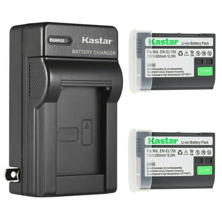Kastar 2-Pack Battery and AC Wall Charger Replacement for Nikon D7000 D7100 D7200 D7500 Z 6 Z6 Z 7 Z7 Z 7 Q3 Z7Q3 1 V1 D500 D600 D610 D750 D780 Digital Camera