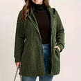thumbnail image 4 of Women Mid-long Sweater Jacket with Pockets Crochet Knit Long Sleeve Zipper Casual Plus Size Cardigan Outerwear (XL, Army Green), 4 of 5