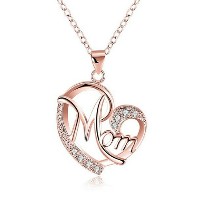 TIMIFIS Collier Exquis pour Femme en Or Argent Or Rose Collier en Diamant en Forme d'Amour pour Maman - Été