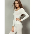 thumbnail image 3 of LiangRou Women's Scoop Neck Long Johns Ultra Thin Modal Thermal Underwear Top & Bottom Set Creamy-White Large, 3 of 8