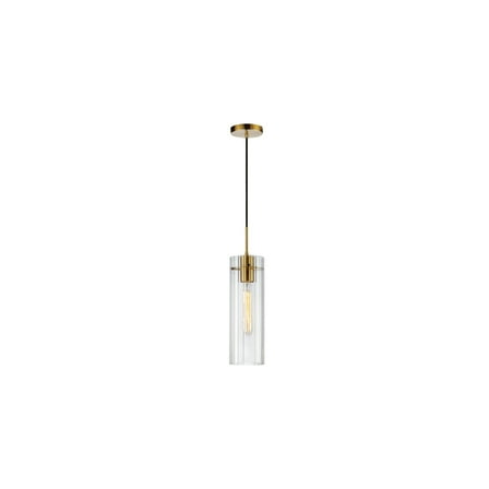 Glam Pendant Light - 1 Light Incandescent Fixture, Aged Brass & Clear Glass Shade
