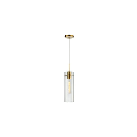 Glam Pendant Light - 1 Light Incandescent Fixture, Aged Brass & Clear Glass Shade