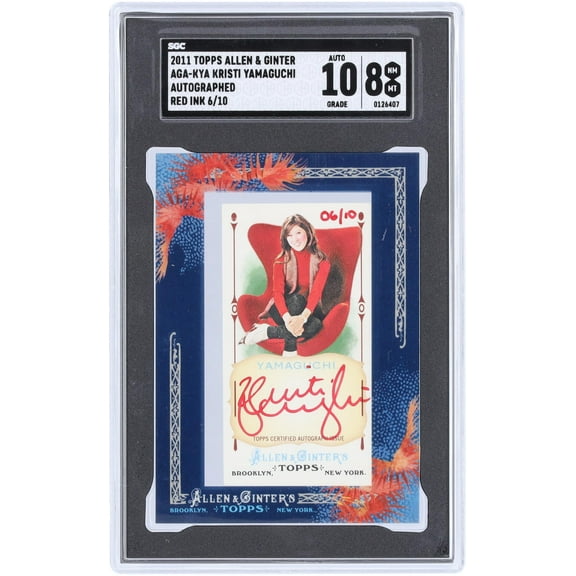 Kristi Yamaguchi Autographed 2011 Topps Allen & Ginter Mini Framed Red Ink #AGA-KYA #6/10 SGC Authenticated 8/10 Card - Fanatics Authentic Certified