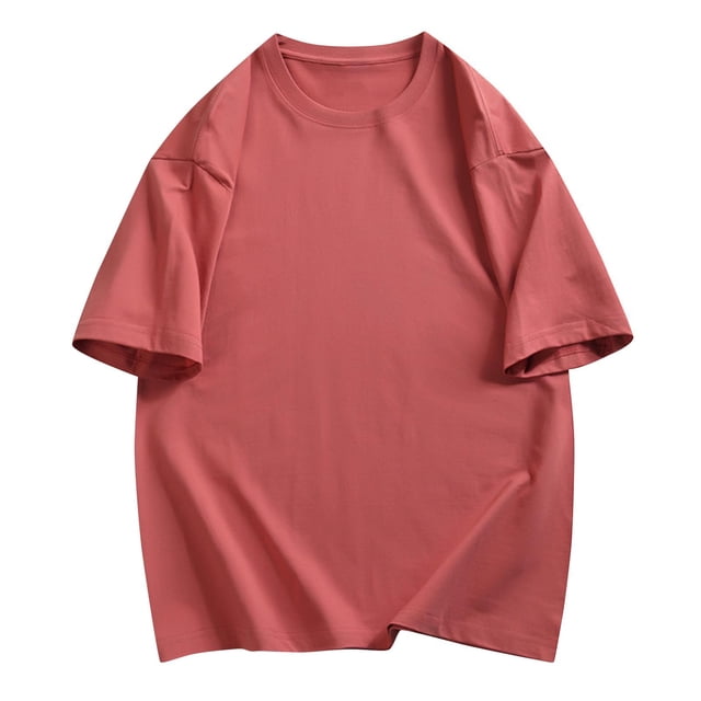 AherBiu T-Shirts pour Hommes Grande Taille Col Rond Ample Léger Décontracté Été T-Shirt en Coton Uni T-Shirts