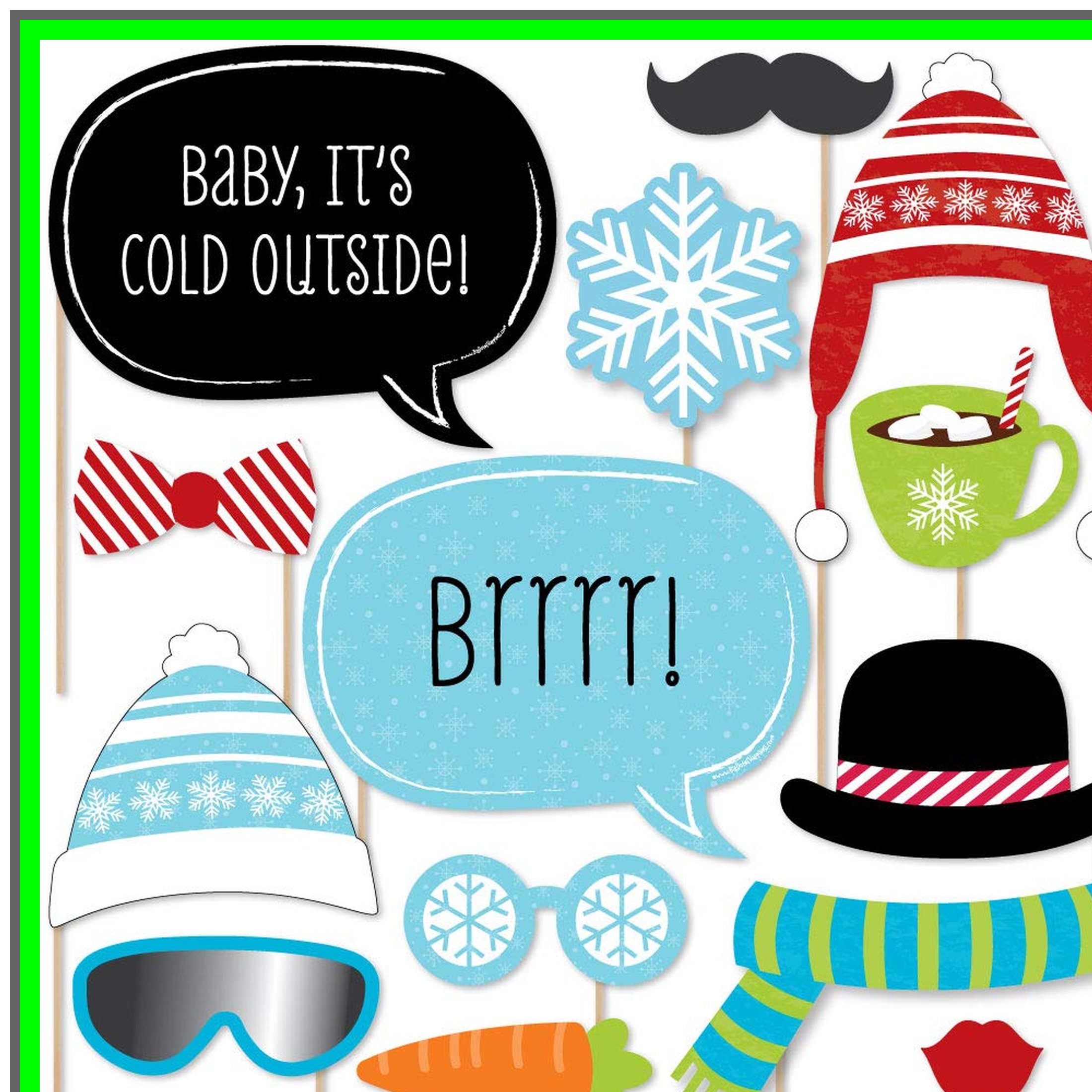 winter wonderland photo booth props set - 20 fun and festive