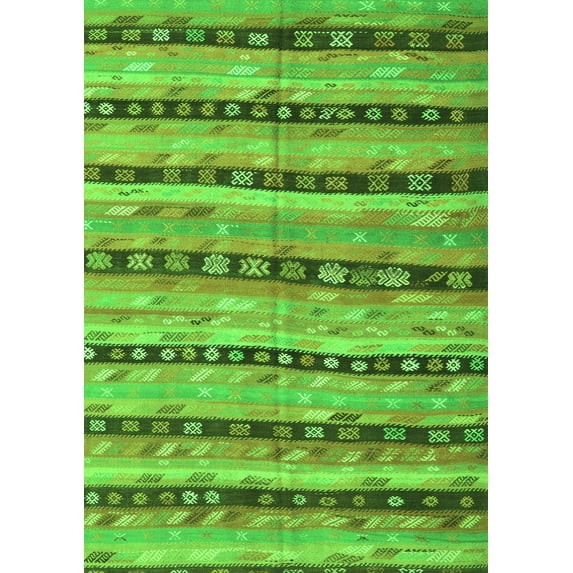 Ahgly Company Indoor Rectangle Southwestern Green Country Area Rugs, 2' x 4'