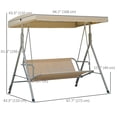 thumbnail image 3 of Outsunny 3-Seat Patio Swing Chair, Outdoor Porch Swing Glider, Light Brown, 3 of 10