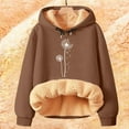 thumbnail image 1 of IMENGL Winter Spring warm fleece hooded sweatshirt falling dandelion, Brown L, Size M-5XL, 1 of 4