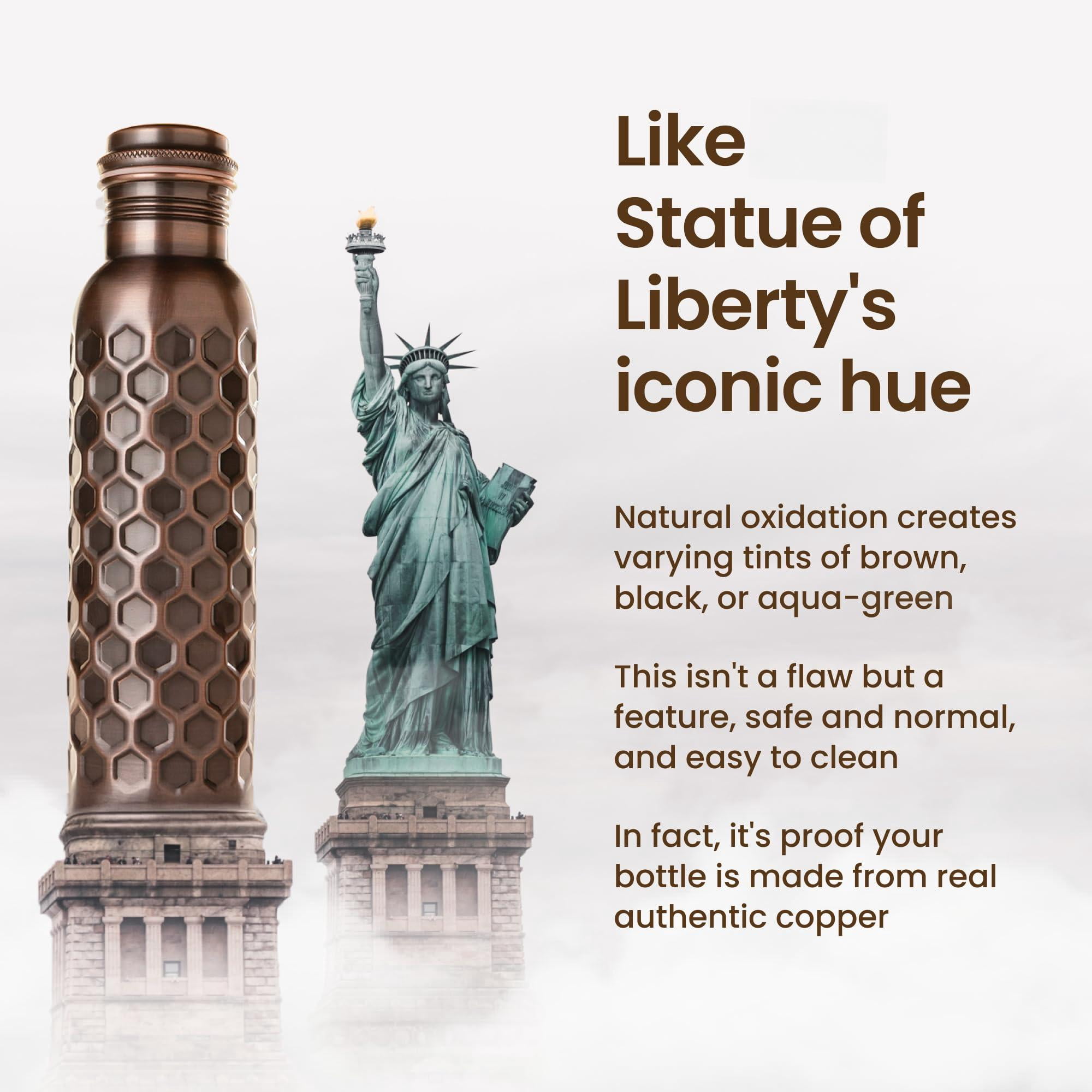 Copper Water Bottle For Drinking  34 Oz Antique Black - Stay Hydrated And Enjoy Ayurvedic Benefits Leak-proof Temperature Retention Design Durable