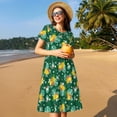 thumbnail image 4 of Cauagu Tropical Fruit Print Summer Dresses for Women 2025 Loose Short Sleeve Casual Sundresses with Pockets, 4 of 6