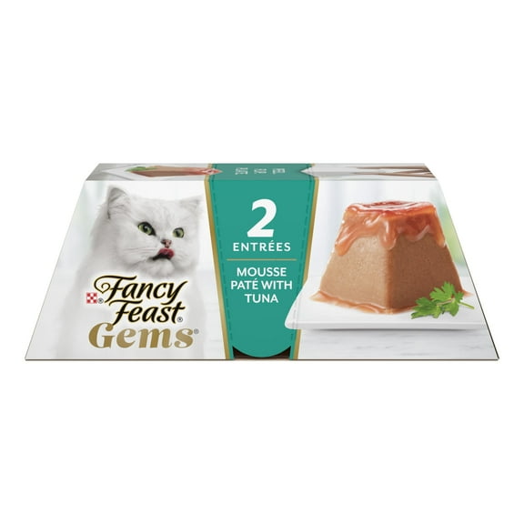 Purina Fancy Feast Gems Wet Cat Food Mousse Pate with Tuna and Halo of Savory Gravy (2) 2 oz Tubs