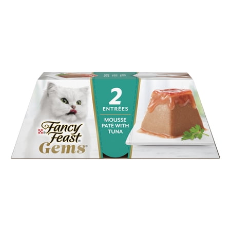 Purina Fancy Feast Gems Tuna Flavor Mousse Pate Wet Cat Food, 2 oz Tubs, 8 Pack