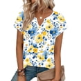 thumbnail image 5 of JSheng Women's Summer Printed Tops 2026 Trendy Women's Summer Casual V-neck Short Sleeved Printed T-shirt Tops Z-Yellow, 5 of 5