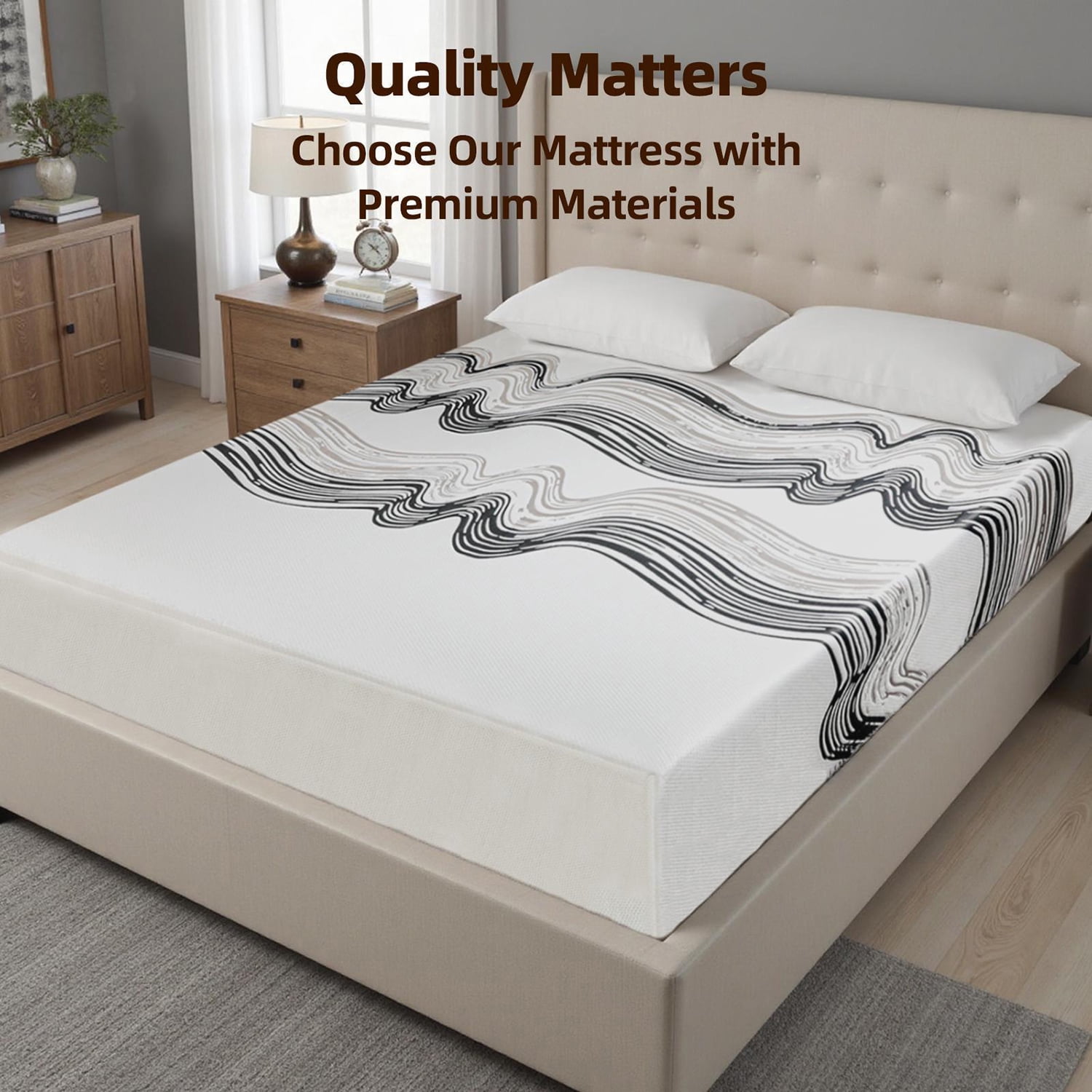 Spaco 12" King Mattress, Ultra-Breathable Sterilizing, High Rebound Eco-Conscious, White