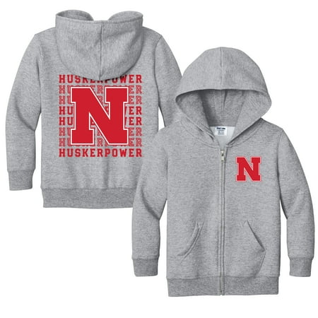 Toddler Chad & Jake Heather Gray Nebraska Huskers Retro Full-Zip Hoodie