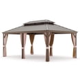 thumbnail image 3 of MeetLeisure 12' X 18' Double-Tier Hardtop Gazebo, Aluminum Metal Gazebo with Reinforced Galvanized Steel Roof Curtain and Netting, 3 of 11