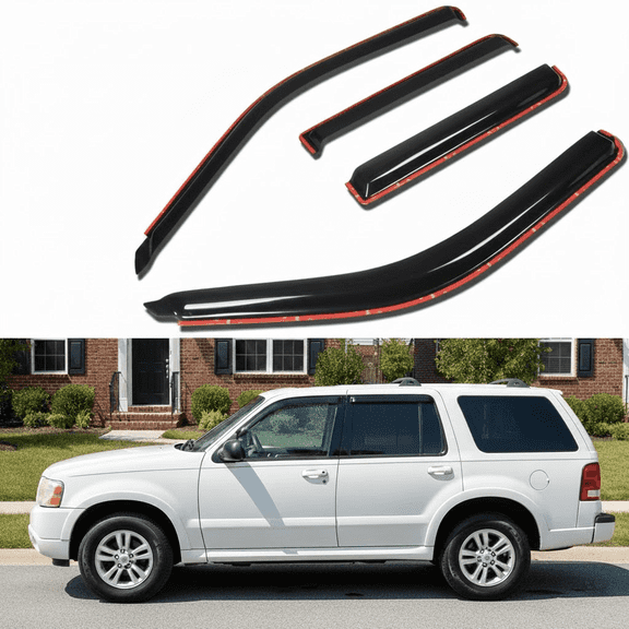 4pcs Window Visors Compatible with 1991–2001 Ford Explorer, Smoke In-Channel Mount Rain Guards