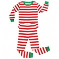 thumbnail image 2 of Elowel Matching Family Christmas Pajamas - Red & White Striped 2-Piece Set, 2 of 3