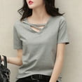 thumbnail image 5 of Tawop Women's Shirts Womens Tee Shirts Short Sleeve Solid Loose Summer V Neck Pullover Tank Hooded Gray Xxl, 5 of 7