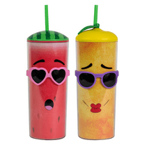 Cool Gear Shady Fruit Tumbler with Pressure Fit Lid and Straw Included, 20 Ounce