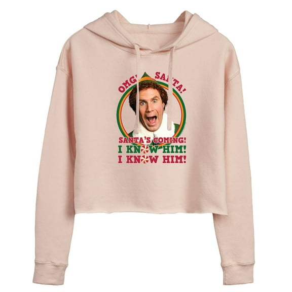 ELF - Christmas Omg Santa I Know Him - Juniors Cropped Pullover Hoodie