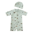 thumbnail image 1 of Zshosam Full Body Swimsuits for Kids Newborn Infant Baby Boy One Piece Swimsuit Short Sleeve Rash Guard Swimwear Sun Protection Bathing Suits Size 12 21 Months,(Light Green 12-21 Months), 1 of 6