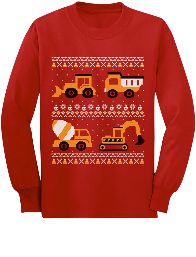 Tractors /& Bulldozers Ugly Christmas Sweater Holiday Boys Toddler Sweater